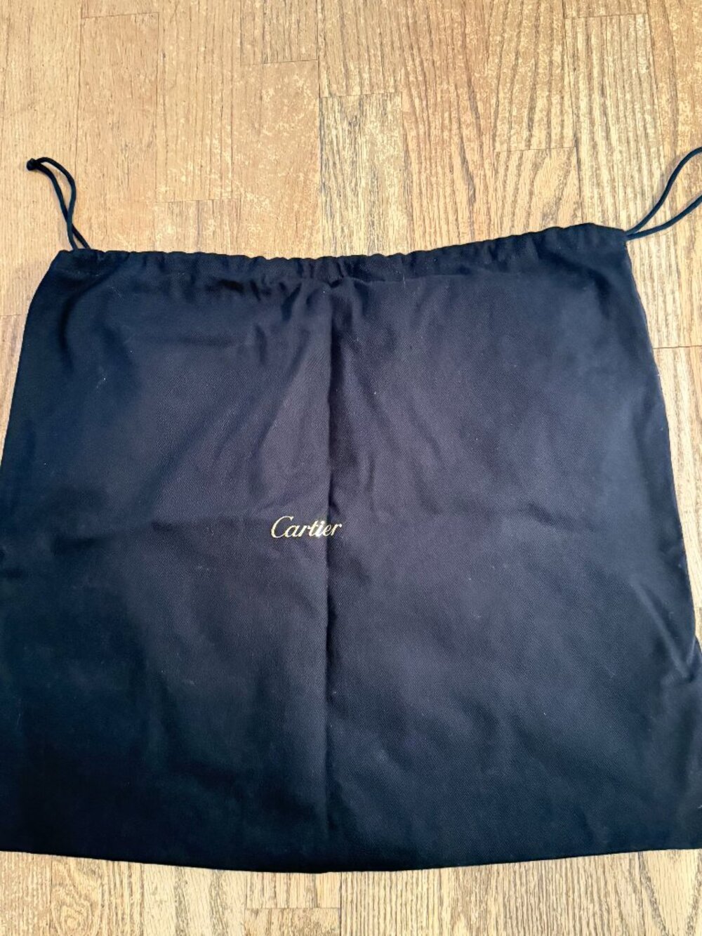 Authentic Cartier Large Black Dust Bag Drawstring Cover for bag 19" x 16"
